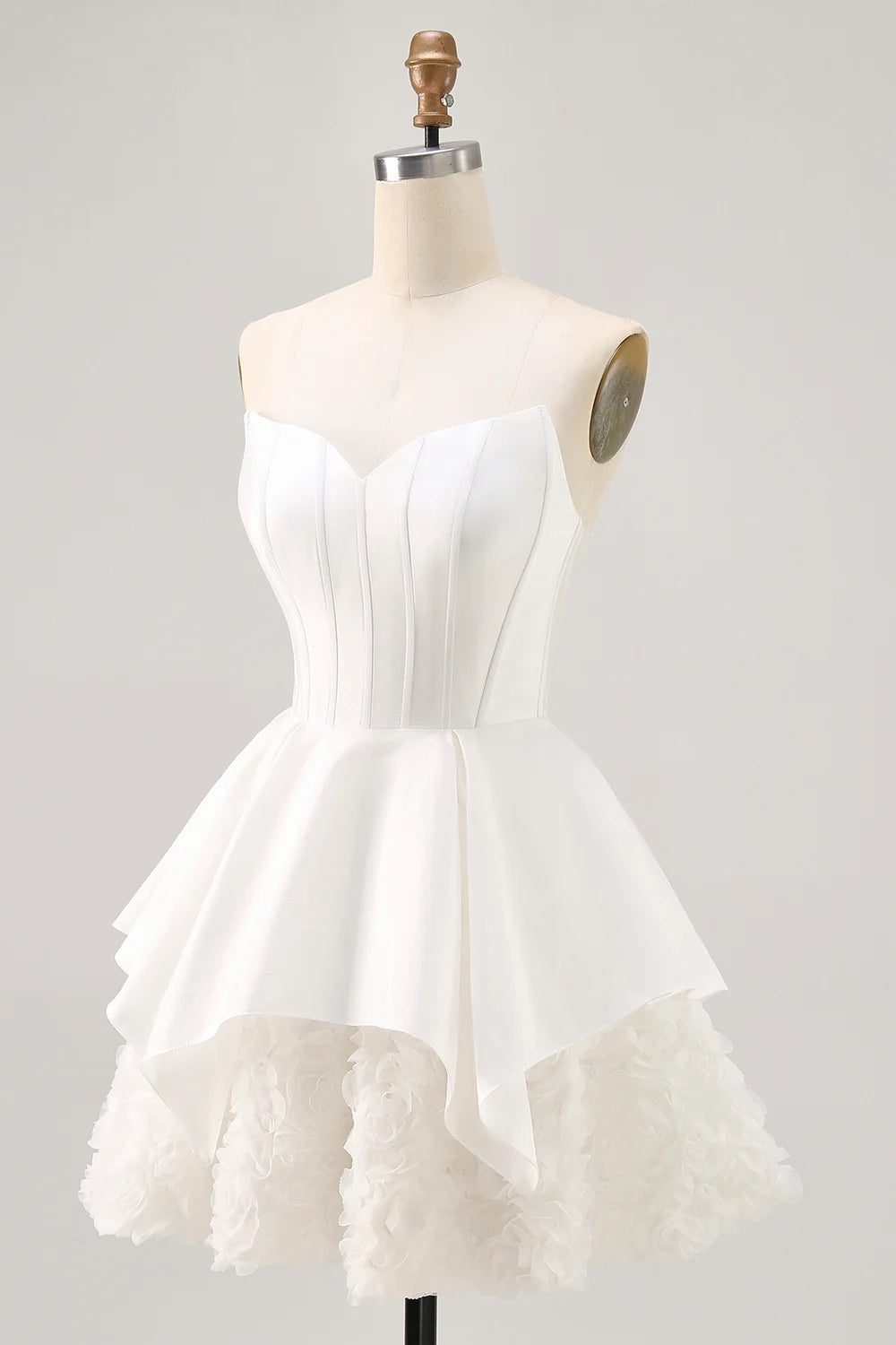 OKBBN's beautiful and charming A-line off shoulder satin tight corset mini Homecoming Dresses
