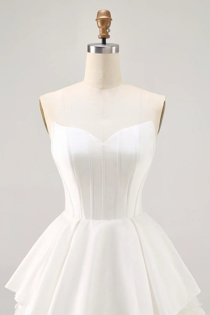 OKBBN's beautiful and charming A-line off shoulder satin tight corset mini Homecoming Dresses