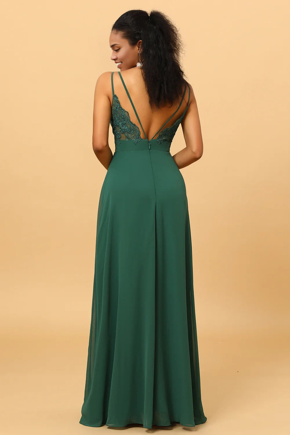 OKBBN's charming A-line V-neck and floor length chiffon Bridesmaid Dresses
