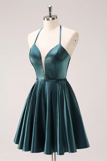 OKBBN's charming A-line backless short style with back strap Homecoming Dresses
