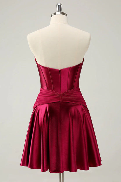 OKBBN's charming A-line off shoulder satin short Homecoming Dresses