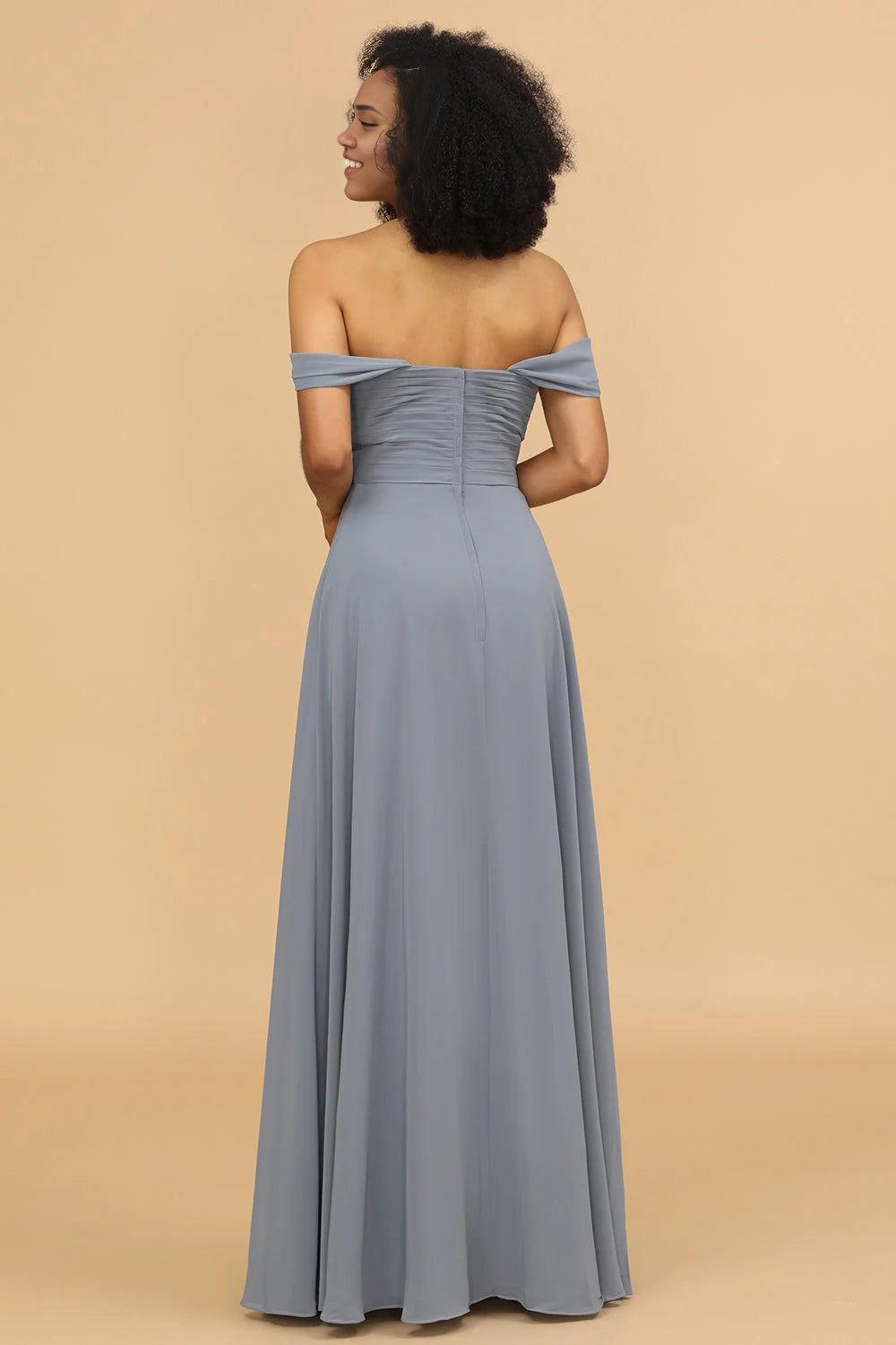 OKBBN's charming A-line shoulder length chiffon Bridesmaid Dresses