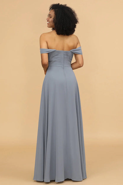 OKBBN's charming A-line shoulder length chiffon Bridesmaid Dresses