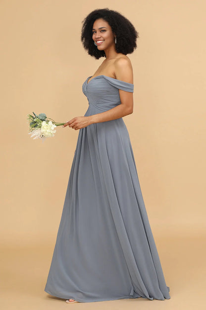 OKBBN's charming A-line shoulder length chiffon Bridesmaid Dresses