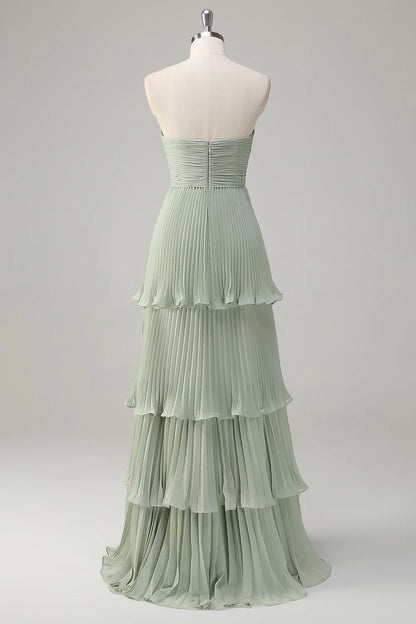 OKBBN's charming A-line sweetheart layered chiffon and ground Bridesmaid Dresses
