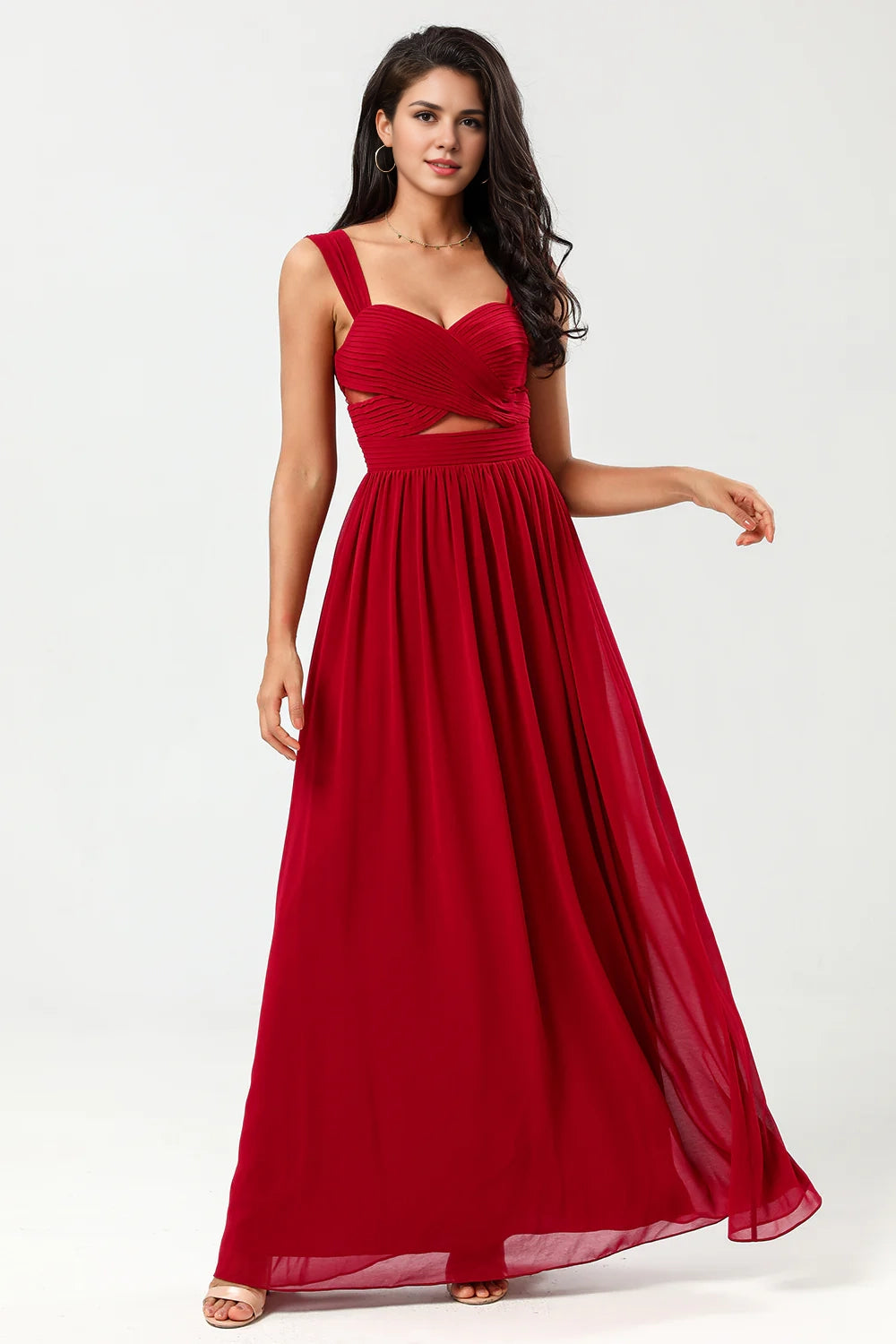 OKBBN's charming A-line sweetheart pleats and chiffon Bridesmaid Dresses