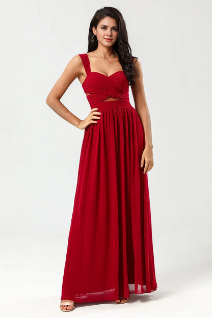 OKBBN's charming A-line sweetheart pleats and chiffon Bridesmaid Dresses