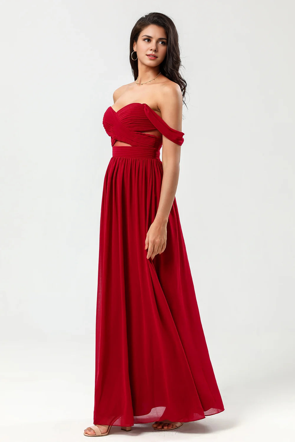 OKBBN's charming A-line sweetheart pleats and chiffon Bridesmaid Dresses