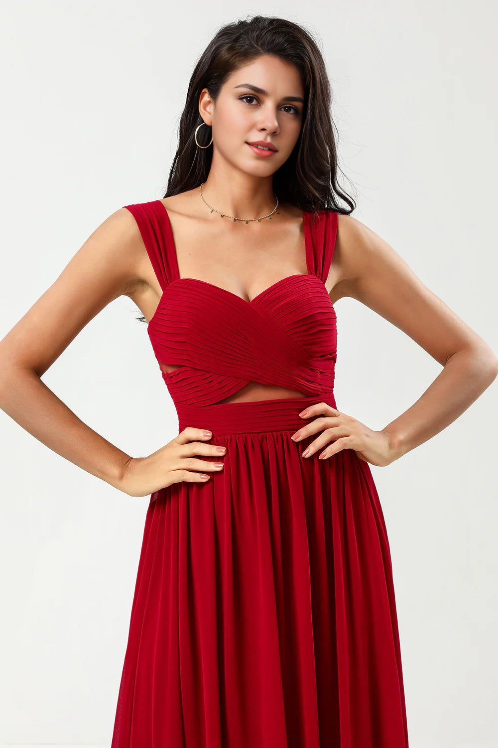 OKBBN's charming A-line sweetheart pleats and chiffon Bridesmaid Dresses