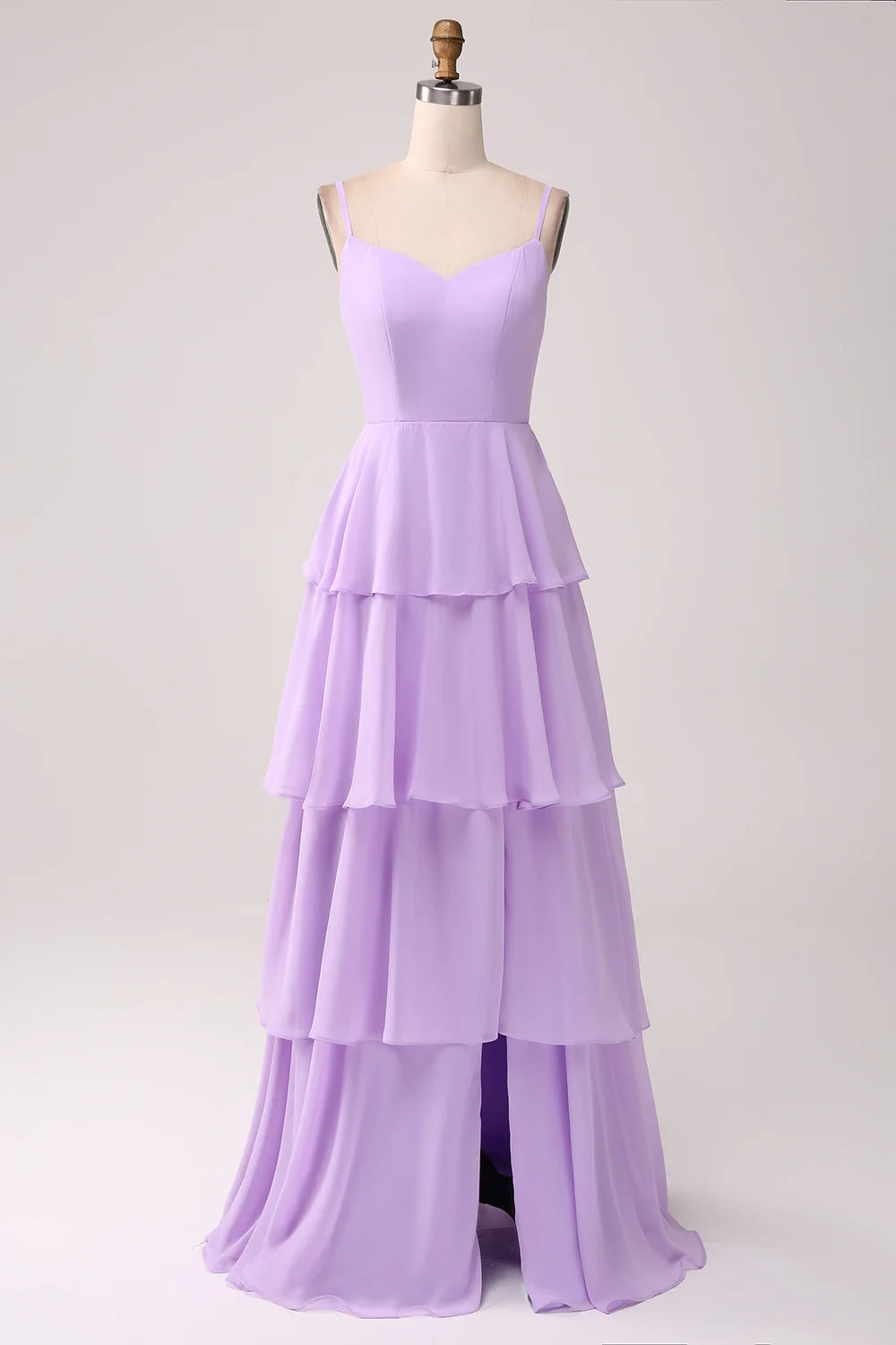 OKBBN's charming A-line thin shoulder strap and floor slit Bridesmaid Dresses