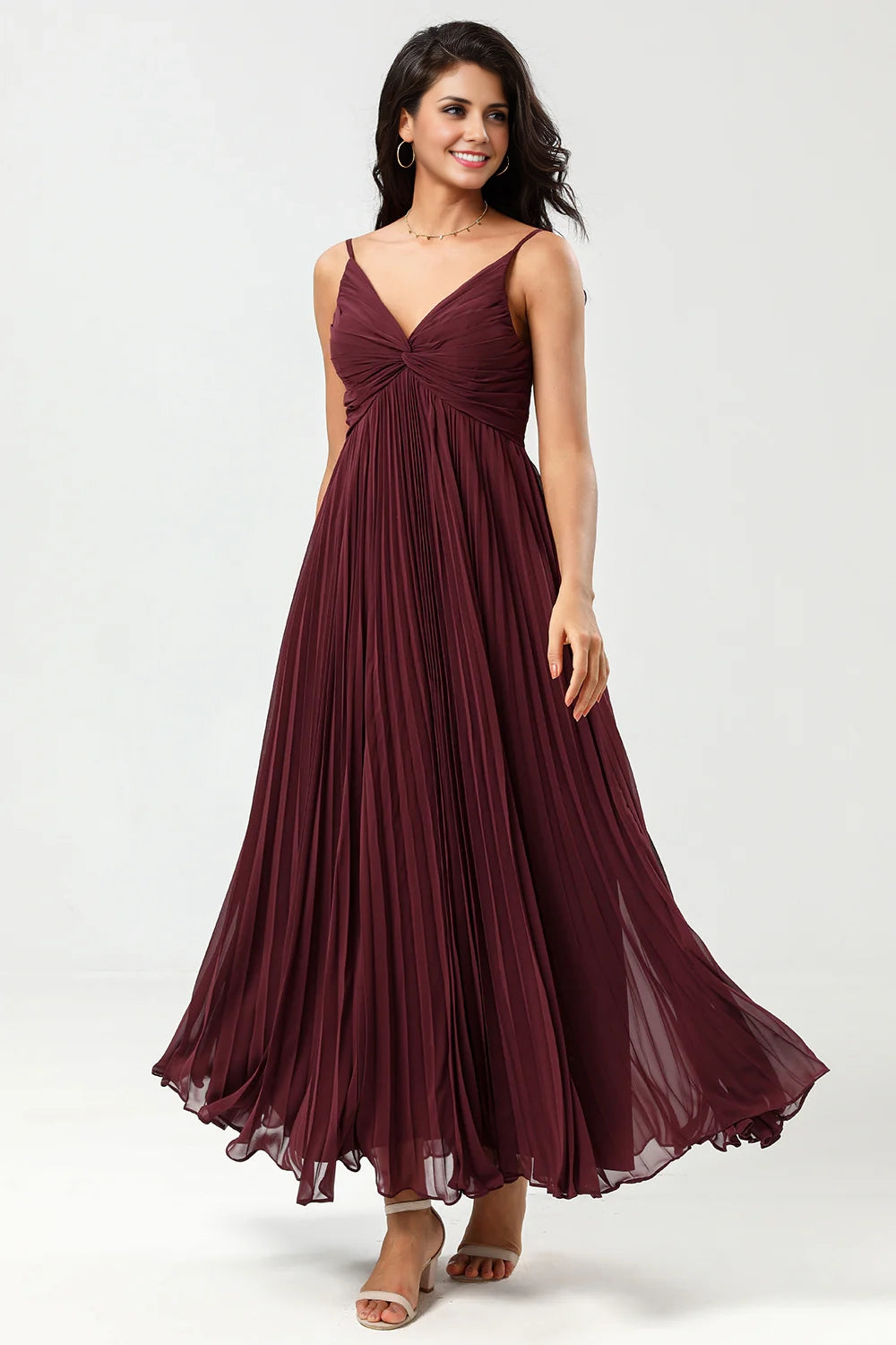 OKBBN's charming A-line thin shoulder straps and ground chiffon ruffled Bridesmaid Dresses