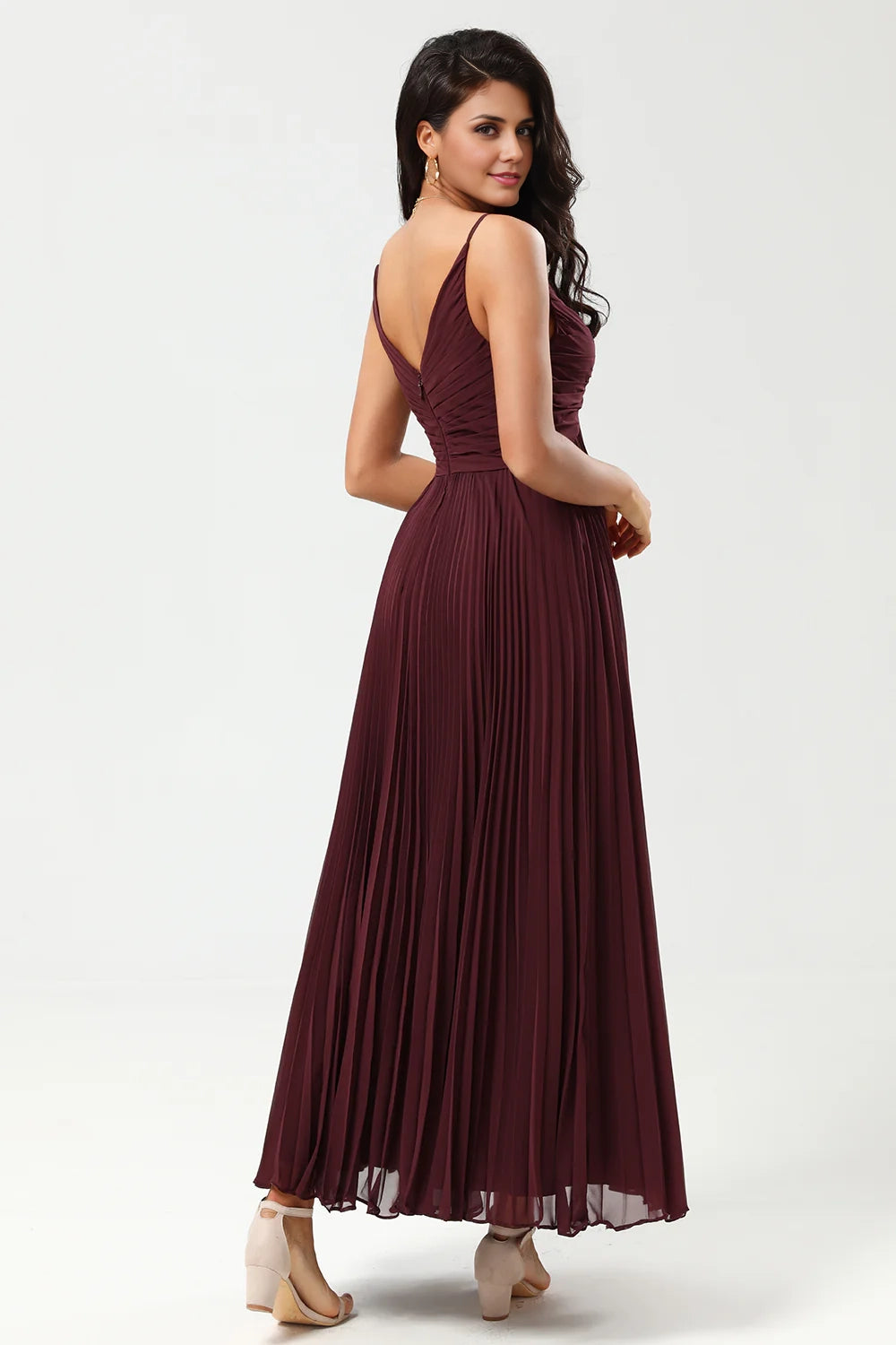 OKBBN's charming A-line thin shoulder straps and ground chiffon ruffled Bridesmaid Dresses
