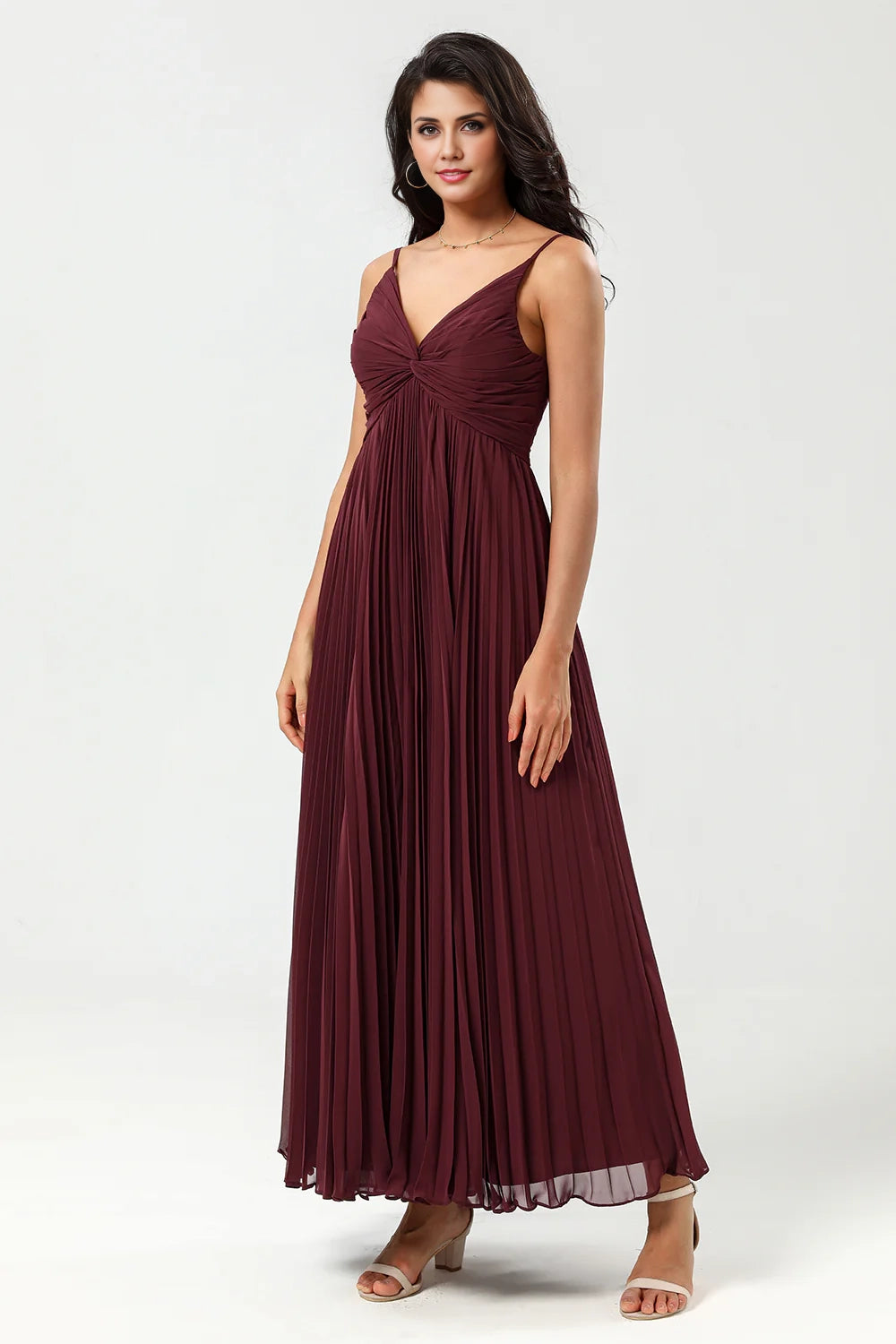 OKBBN's charming A-line thin shoulder straps and ground chiffon ruffled Bridesmaid Dresses