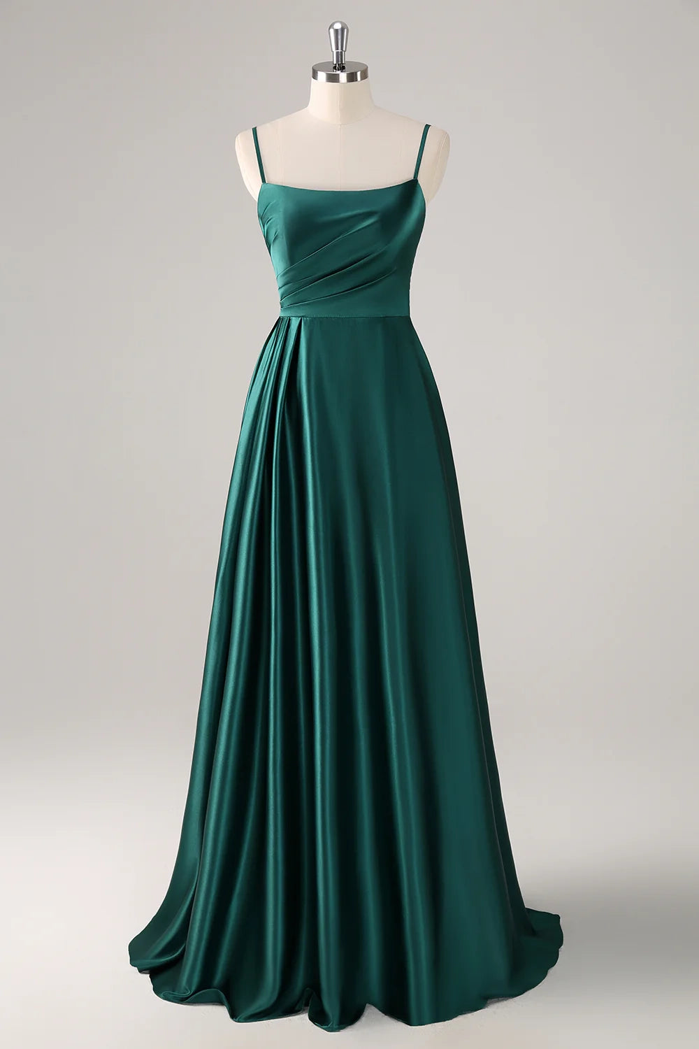 OKBBN's charming A-line thin shoulder strap with pleated satin Bridesmaid Dresses