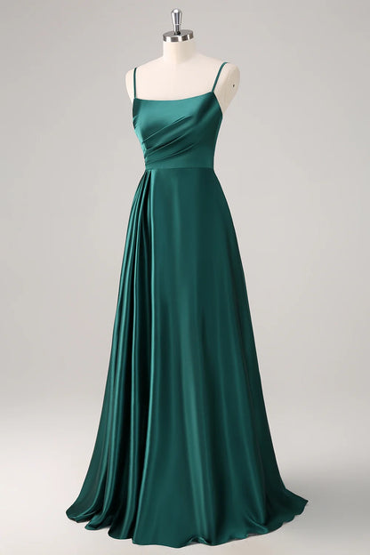 OKBBN's charming A-line thin shoulder strap with pleated satin Bridesmaid Dresses