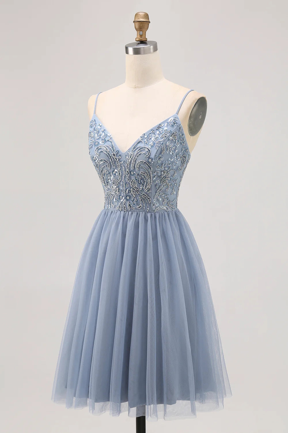 OKBBN's charming A-shaped short bead decal Homecoming Dresses