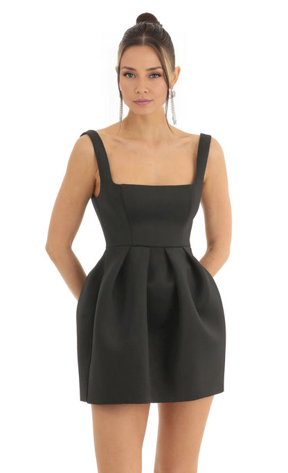 OKBBN's charming A-shaped wide shoulder strap sleeveless square neck Homecoming Dresses