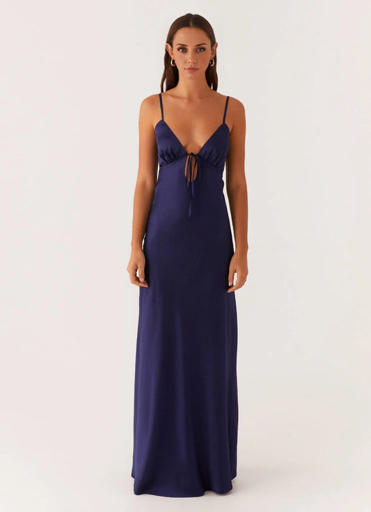 OKBBN's charming V-neck floral satin full lining design Prom Dresses
