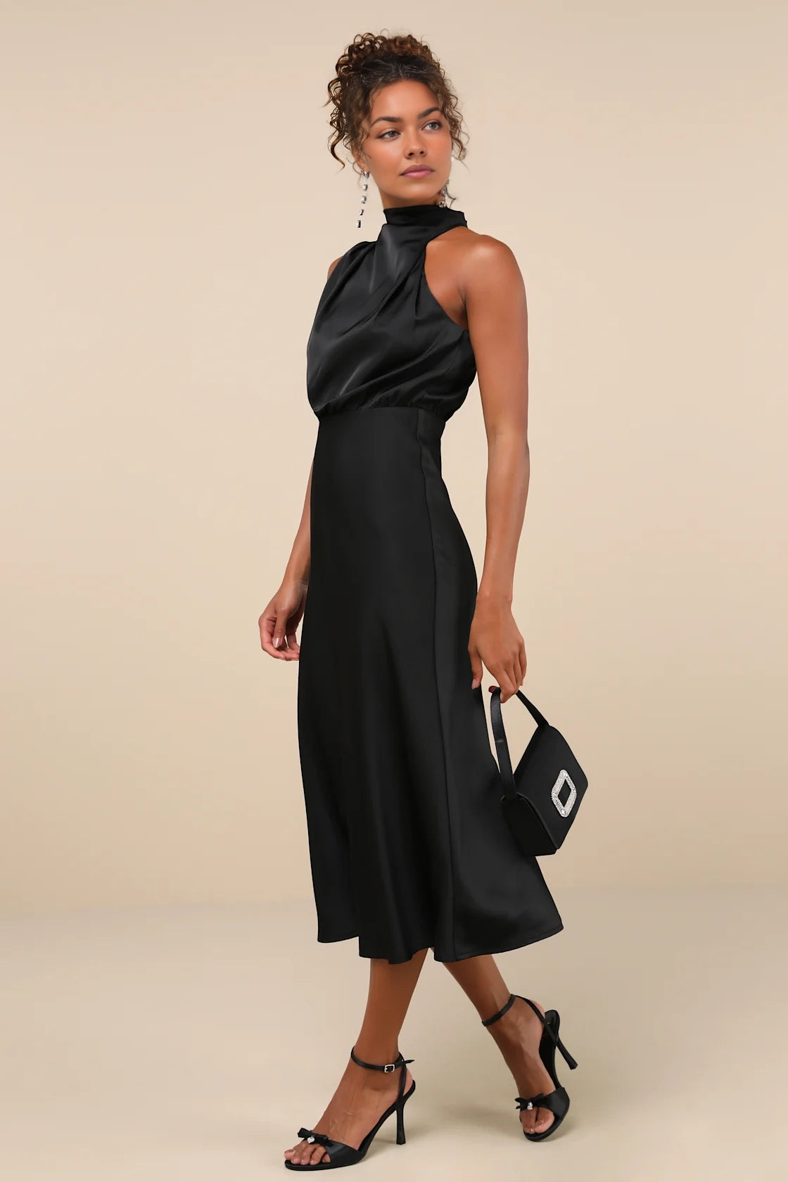OKBBN's charming asymmetrical medium length woven satin Homecoming Dresses