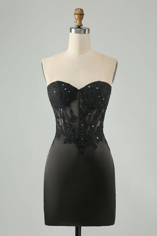 OKBBN's charming decal tight corset short Homecoming Dresses