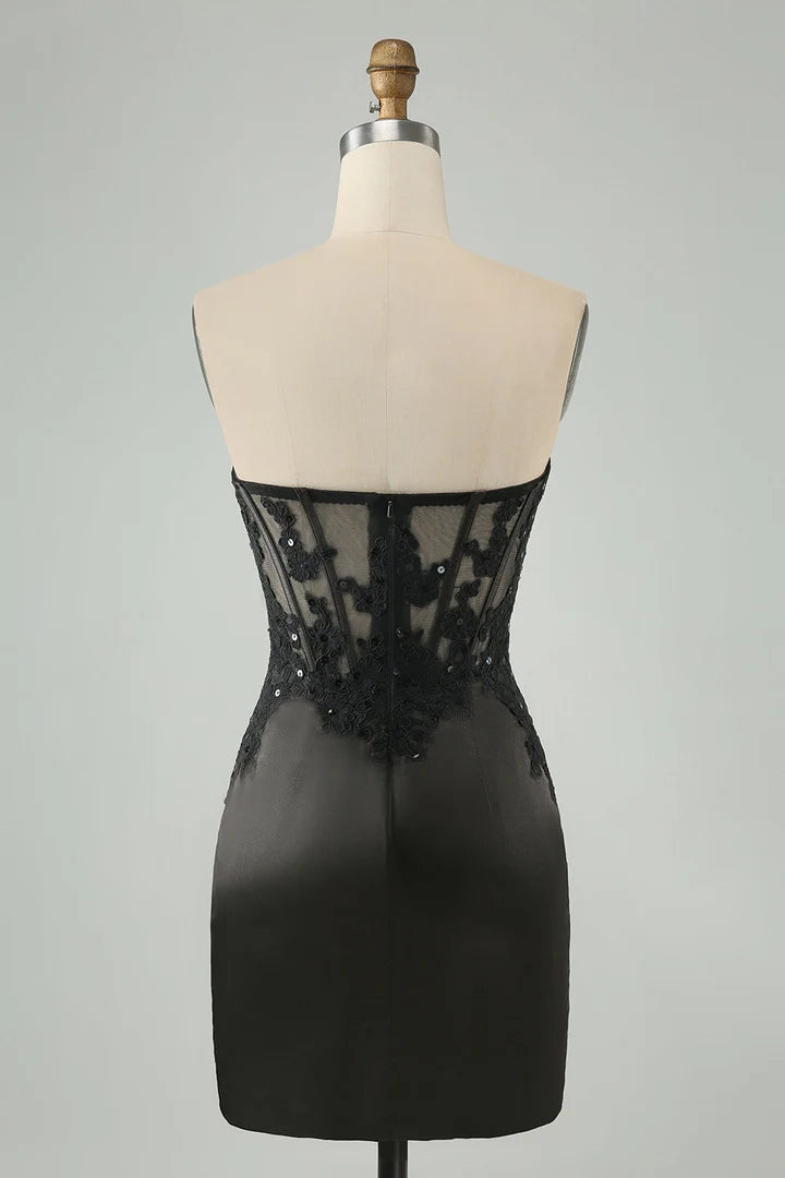 OKBBN's charming decal tight corset short Homecoming Dresses