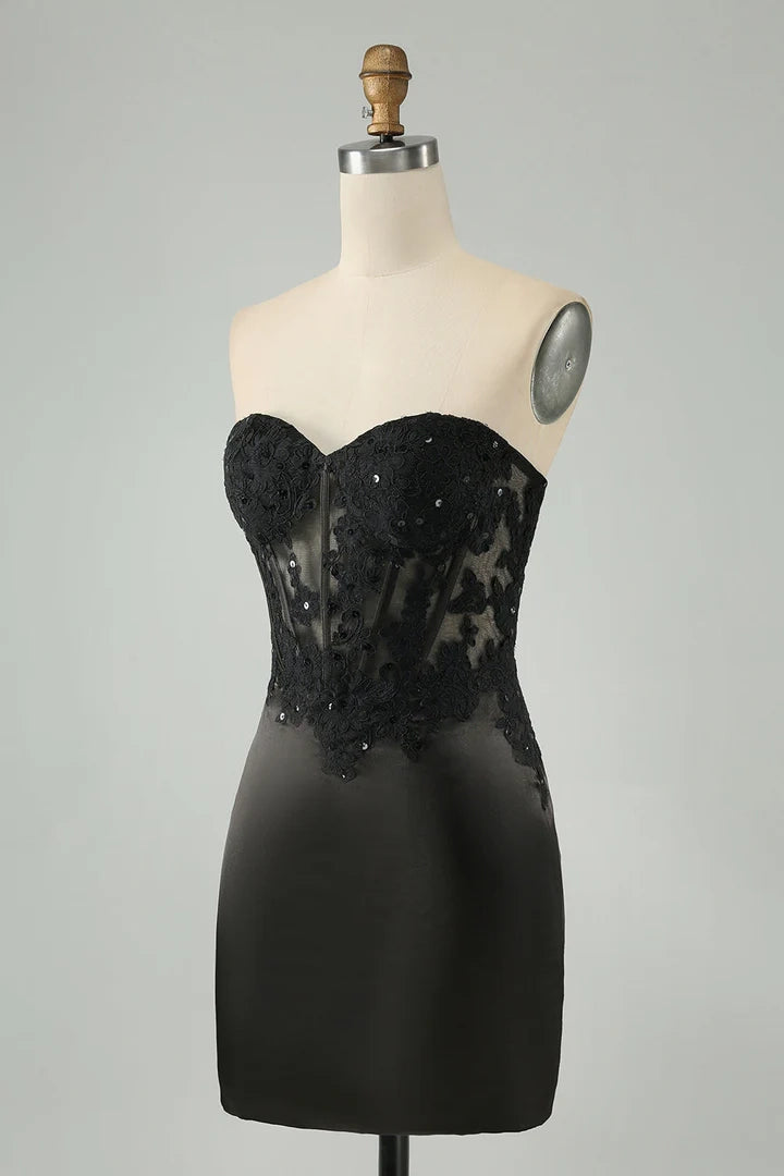 OKBBN's charming decal tight corset short Homecoming Dresses