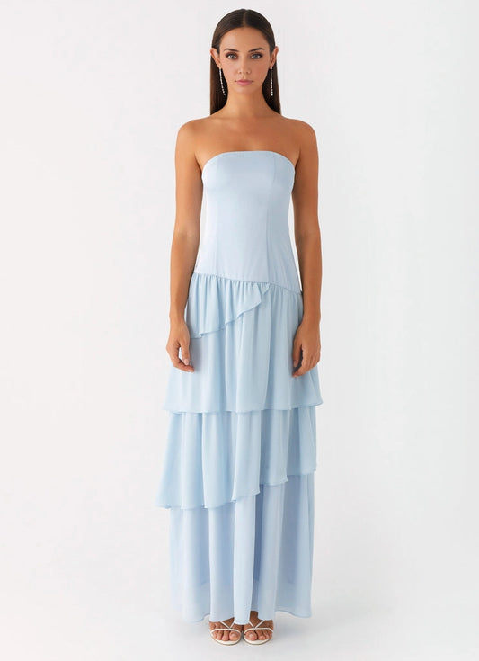 OKBBN's charming layered ruffled sleeveless off shoulder Homecoming Dresses