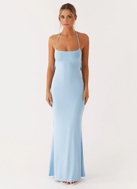 OKBBN's charming low V-neck backless elastic mesh fabric conforms to the curve Prom Dresses