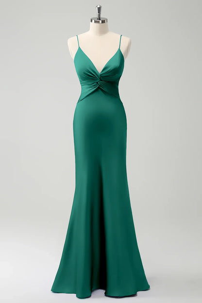 OKBBN's charming mermaid front cross pleated long Bridesmaid Dresses