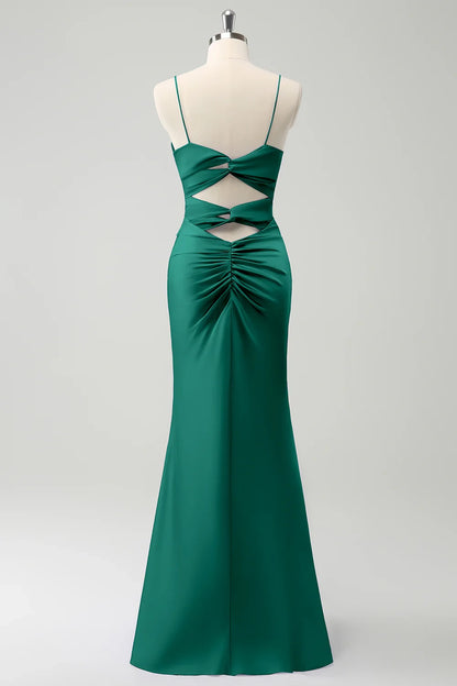 OKBBN's charming mermaid front cross pleated long Bridesmaid Dresses