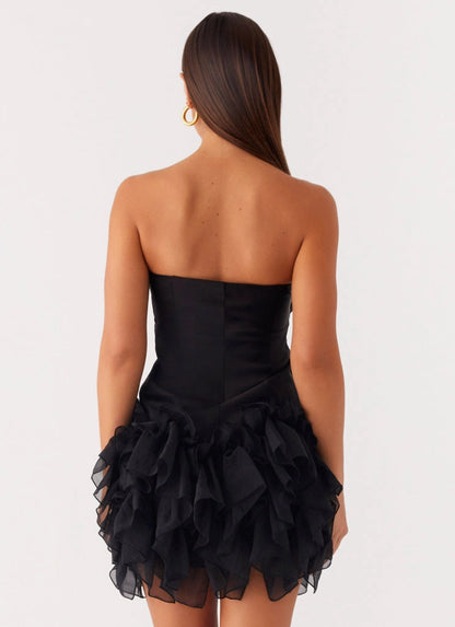 OKBBN's charming off shoulder collar with pleated tight layered ruffle edges Homecoming Dresses
