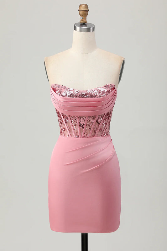 OKBBN's charming off shoulder sequined tight corset Homecoming Dresses