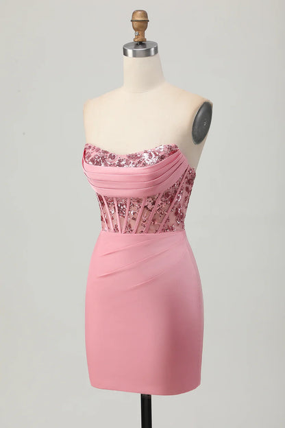 OKBBN's charming off shoulder sequined tight corset Homecoming Dresses