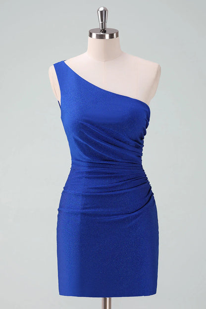 OKBBN's charming one shoulder tight pleated short sleeveless Homecoming Dresses