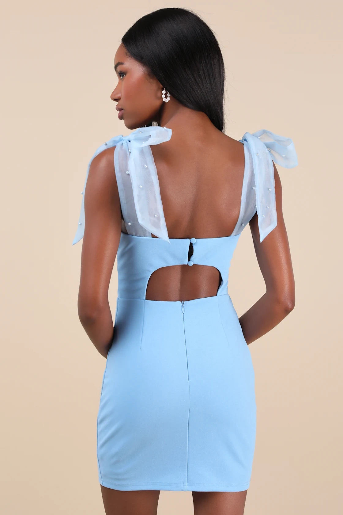 OKBBN's charming pearl organza lace up mini Homecoming Dresses