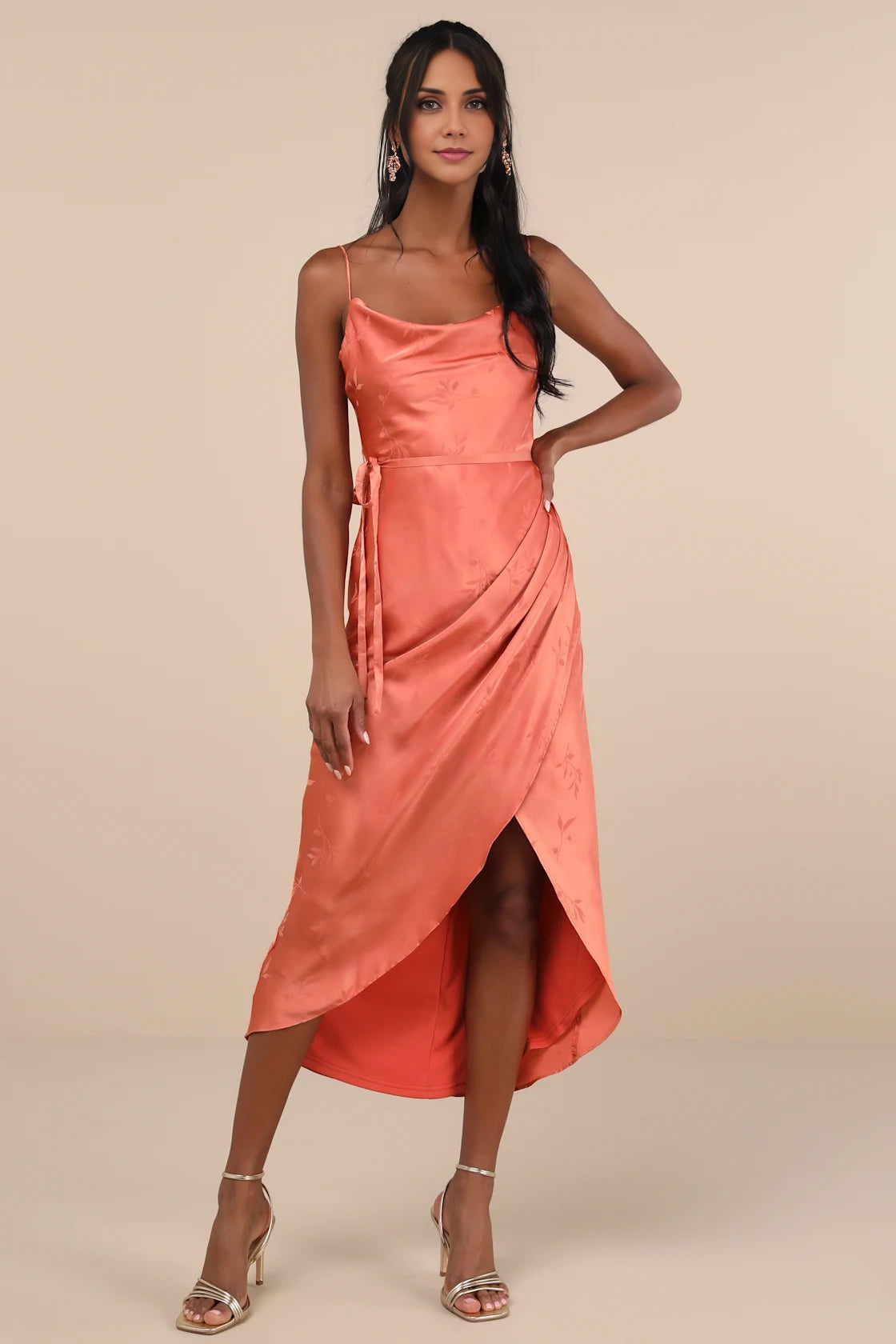 OKBBN's charming satin jacquard scarf with medium length Homecoming Dresses