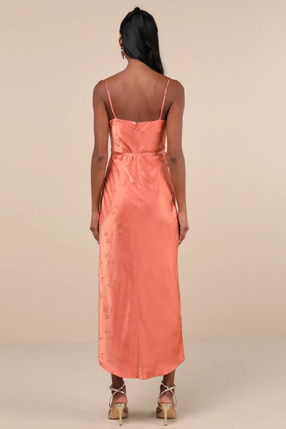 OKBBN's charming satin jacquard scarf with medium length Homecoming Dresses