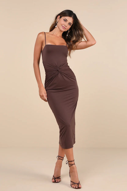 OKBBN's charming short slim fit twisted pattern front mid length Homecoming Dresses