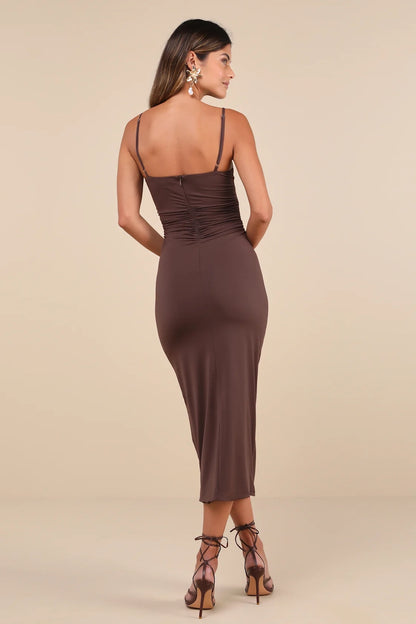 OKBBN's charming short slim fit twisted pattern front mid length Homecoming Dresses