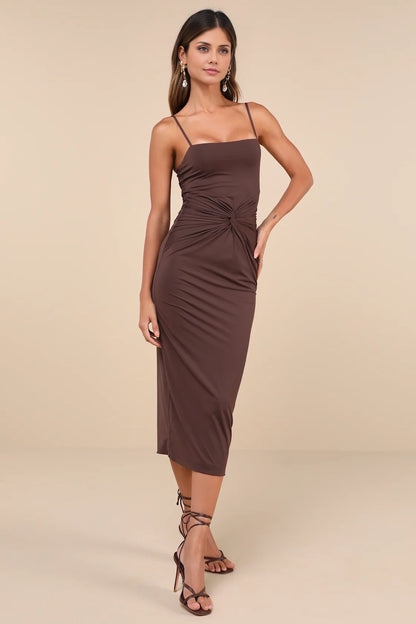 OKBBN's charming short slim fit twisted pattern front mid length Homecoming Dresses