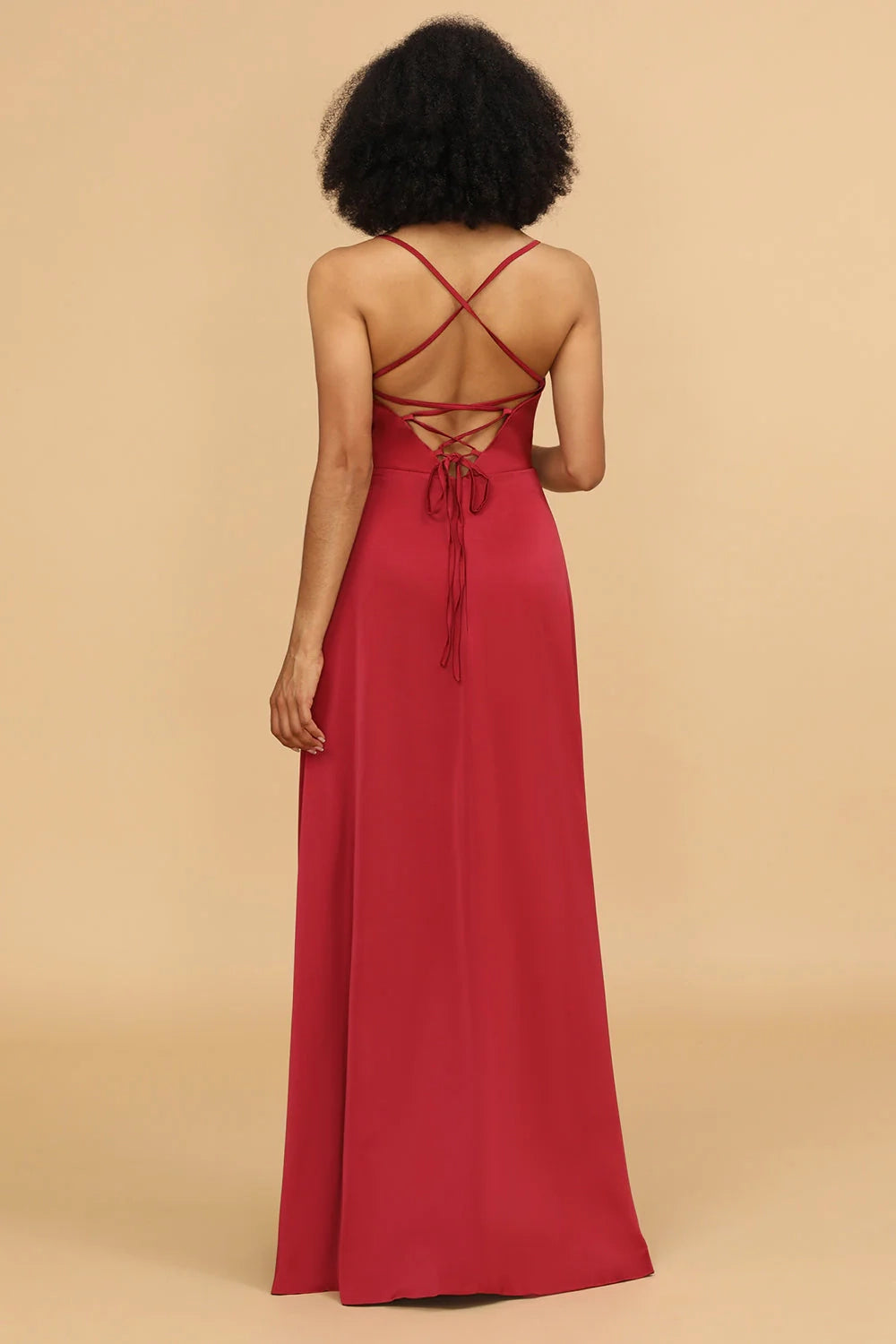OKBBN's charming sleeveless A-line thin shoulder straps and floor satin Bridesmaid Dresses