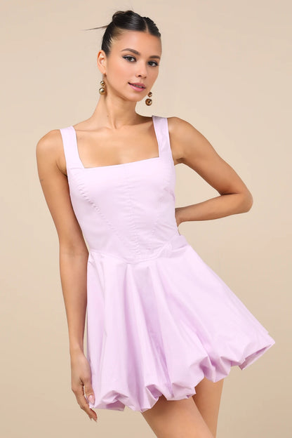 OKBBN's charming sleeveless bubble hem mini Homecoming Dresses