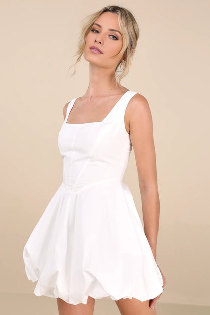 OKBBN's charming sleeveless bubble hem mini Homecoming Dresses
