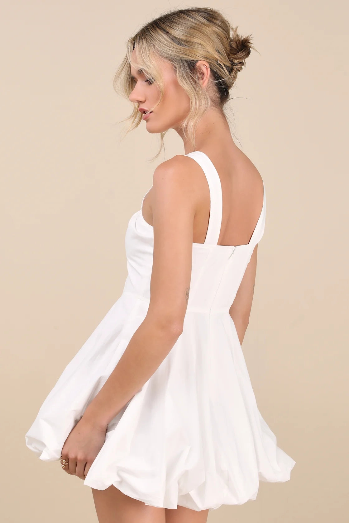 OKBBN's charming sleeveless bubble hem mini Homecoming Dresses