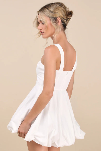 OKBBN's charming sleeveless bubble hem mini Homecoming Dresses