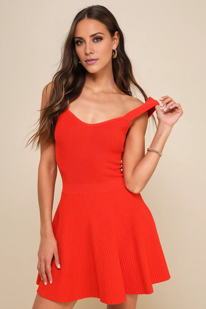 OKBBN's charming sleeveless sweater mini Homecoming Dresses