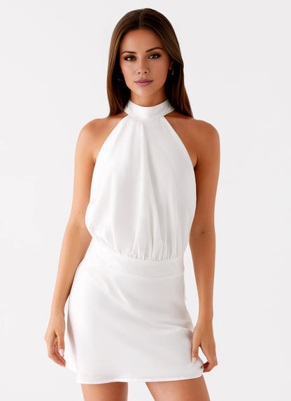 OKBBN's charming slim cut neck hanging trumpet skirt Homecoming Dresses