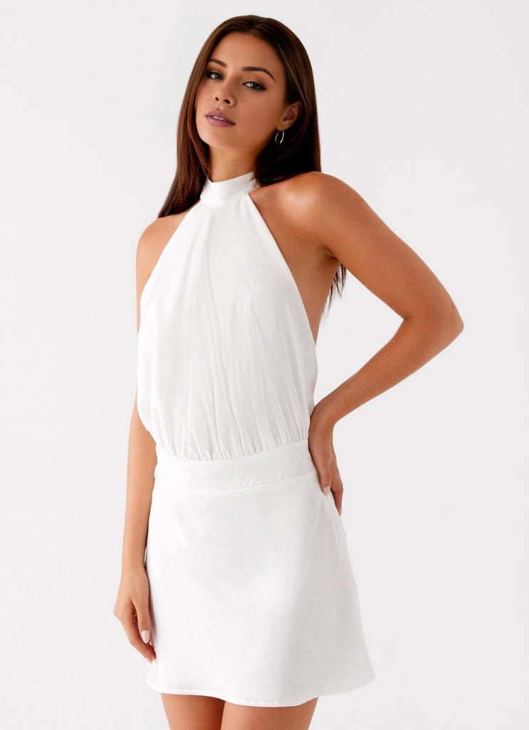OKBBN's charming slim cut neck hanging trumpet skirt Homecoming Dresses