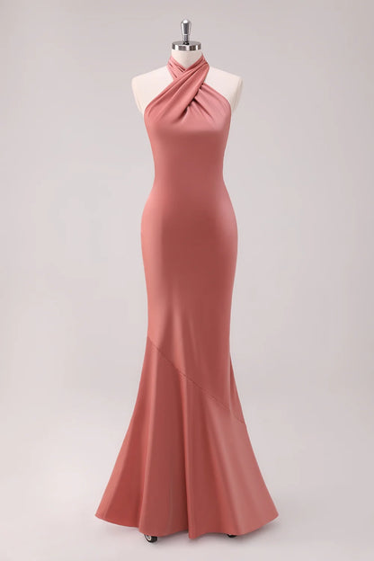 OKBBN's charming slim fit mermaid camisole with backless and satin floor Bridesmaid Dresses