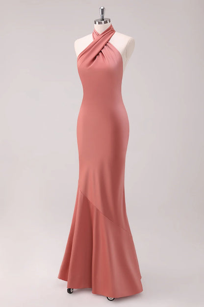 OKBBN's charming slim fit mermaid camisole with backless and satin floor Bridesmaid Dresses